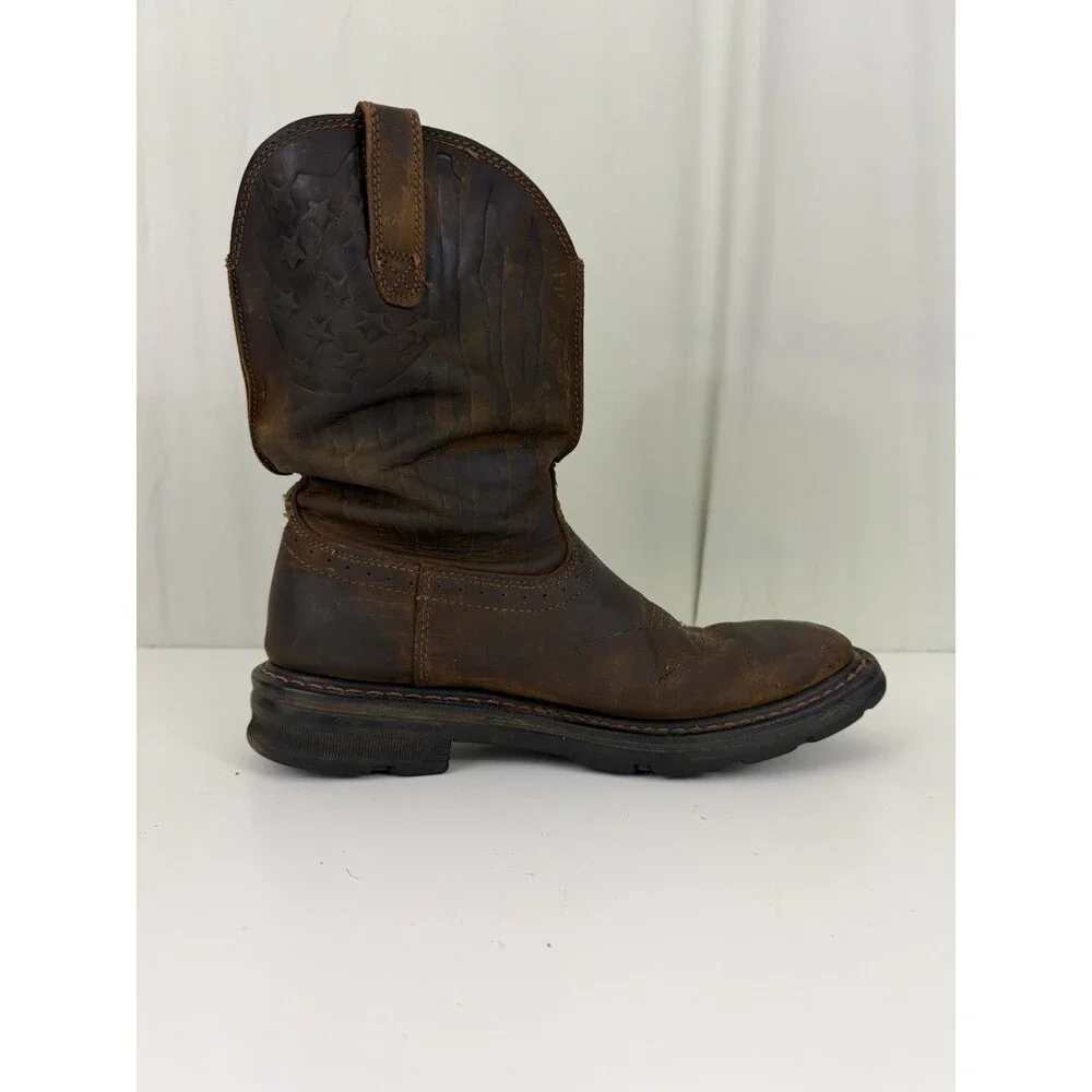 Ariat Sierra Shock Shield Patriot Brown Mens Sz 10D American Flag Work Boots
